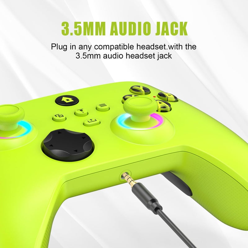 W&O Wireless Controller for With Xbox One, Xbox Series X/S, Xbox One X/S, PC, With RGB LED Light, Mappable Buttons, With 2.4GHZ Wireless Adapter Gamepad (Electric Volt) - Image 4